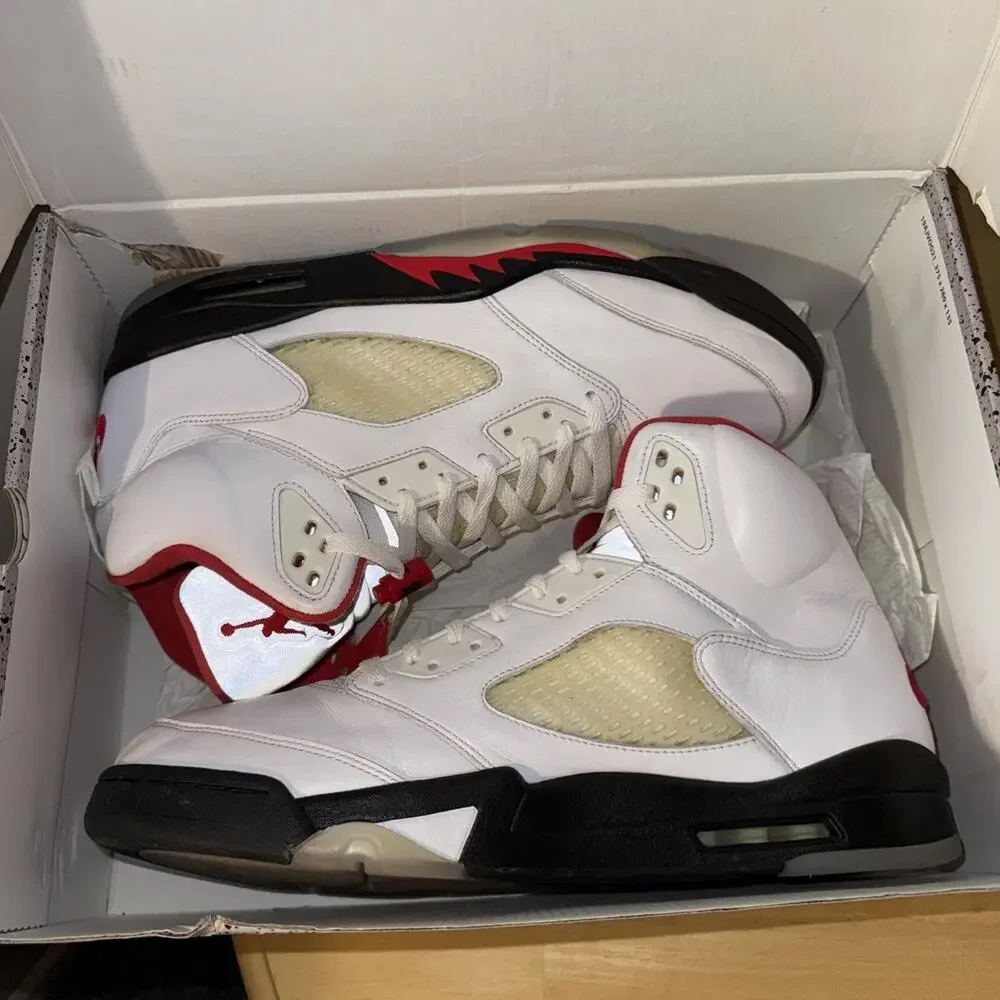 Size 14 - Air Jordan 5 Retro Fire Red 2020 DA1911-102 White Black True Red W Box